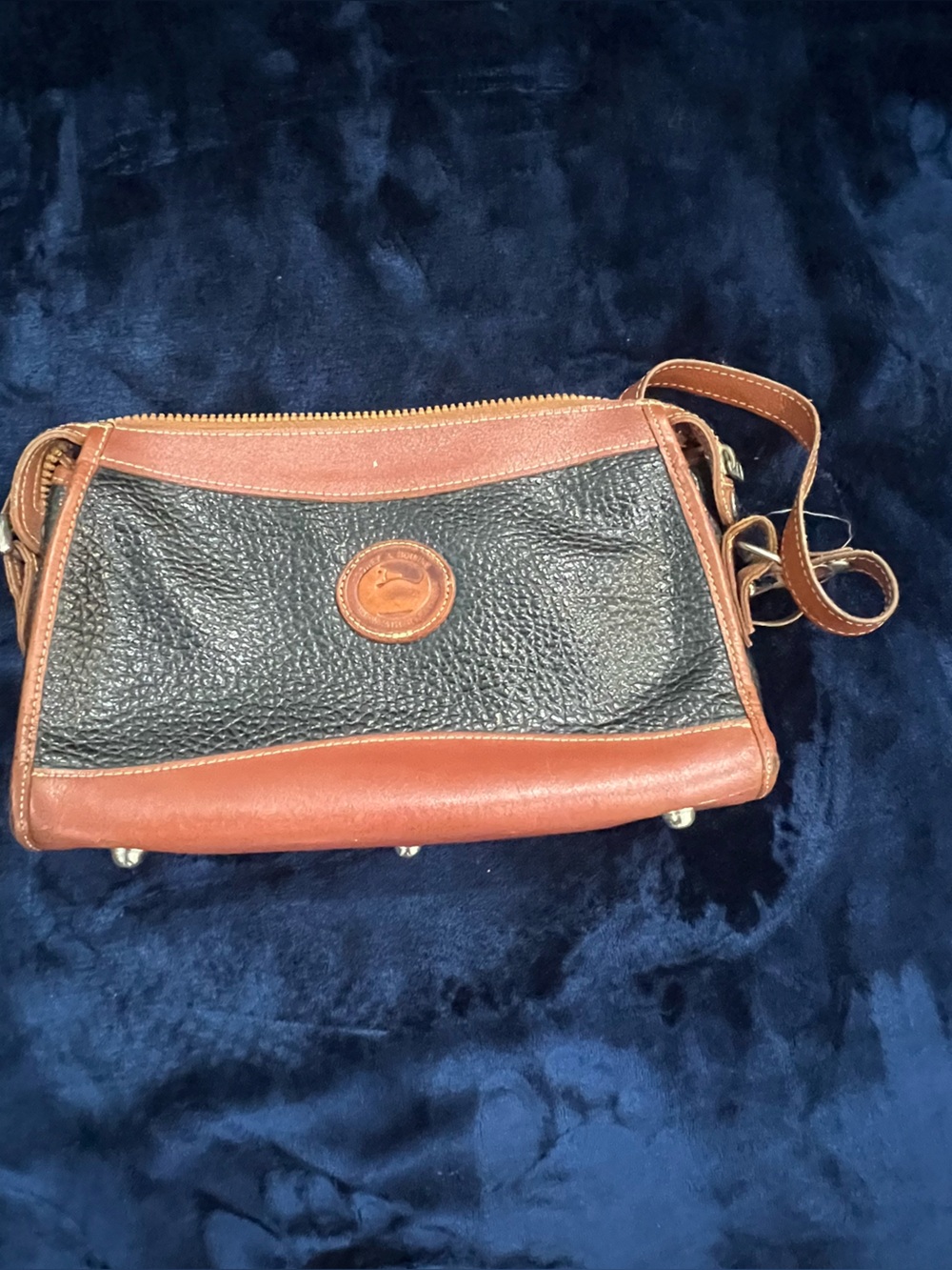 Dooney & Bourke Black and Brown Pebbled Leather Crossbody